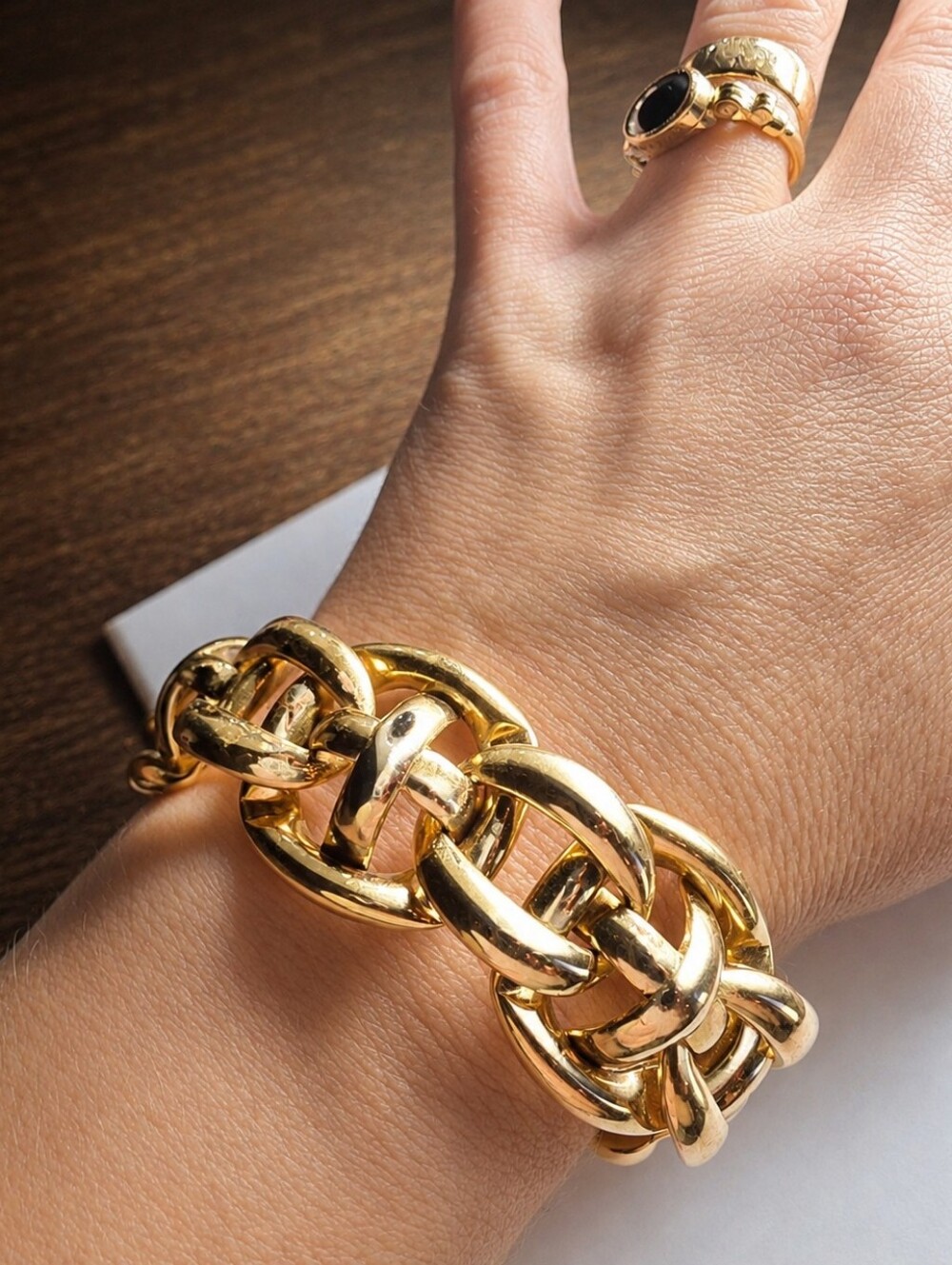 Vintage Napier Chunky Gold-Tone Mariner Link Bracelet 1980-90s Runway Collection